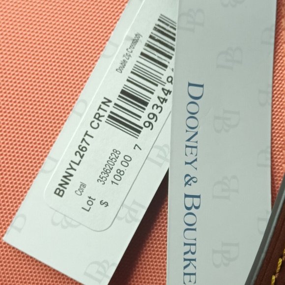 Dooney & Bourke Nylon Double Zip Crossbody Bag Coral Small Size - Picture 6 of 9